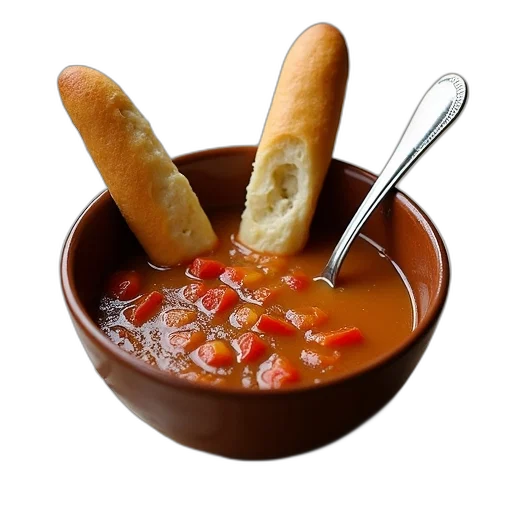 food, weapon, staff, hat, 3d render, photorealistic, bowl, soup transparent PNG cut-out