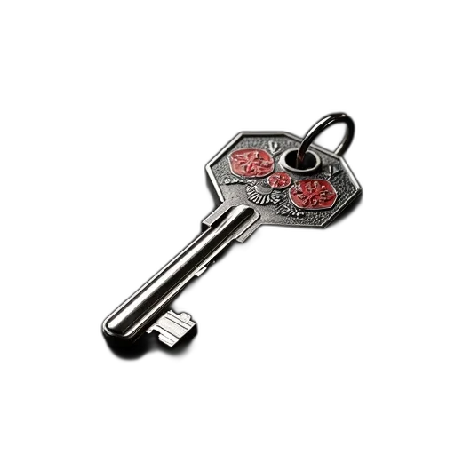 staff, jewelry, weapon, silver, key, red, black, patterned transparent PNG cut-out