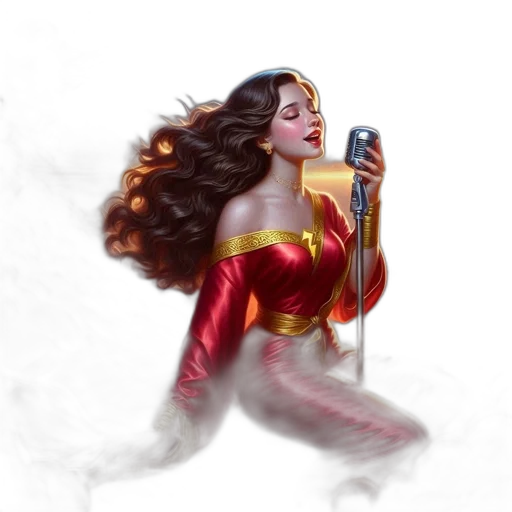 comic book art, concept art, fantasy art, photorealistic, woman, shimmering, gown, possibly transparent PNG cut-out