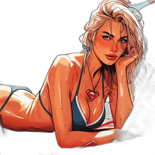 comic book art, concept art, watercolor, cartoon, neon lights, beach, red, blue transparent PNG cut-out