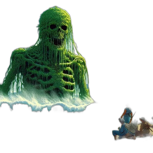creature, concept art, pixel art, 3d render, fantasy art, underwater, green, beach transparent PNG cut-out