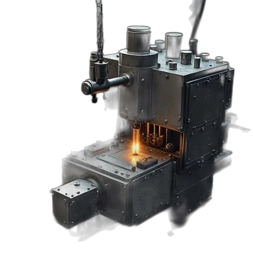 robot, weapon, concept art, 3d render, fire, moulding, machine, metal transparent PNG cut-out