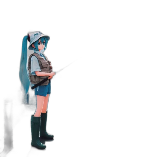 robot, jacket, sword, dress, concept art, 3d render, anime, pixel art transparent PNG cut-out