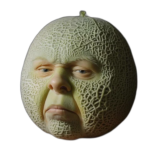 face, mask, creature, food, 3d render, photorealistic, outer space, sculpture transparent PNG cut-out