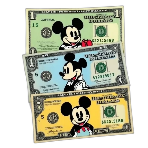 concept art, 3d render, collection, disney-themed, dollar, bills, various, designs transparent PNG cut-out
