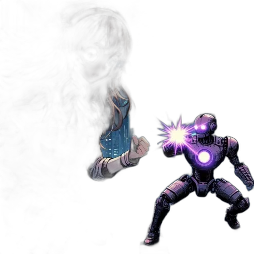 robot, weapon, mask, staff, concept art, 3d render, pixel art, fantasy art transparent PNG cut-out