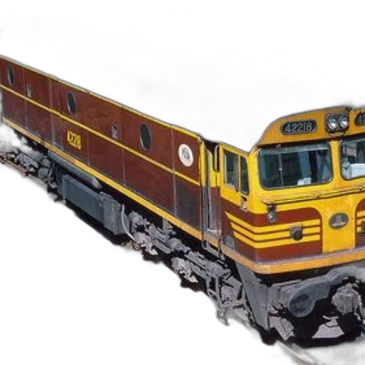 3d render, photorealistic, concept art, yellow, brown, train, number, 42218 transparent PNG cut-out