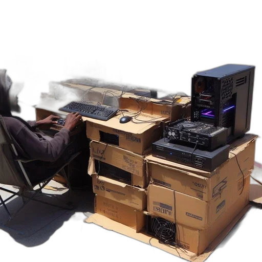 furniture, robot, cyberpunk, 3d render, concept art, man, seated, cardboard transparent PNG cut-out