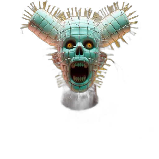 mask, creature, face, staff, 3d render, concept art, fantasy art, photorealistic transparent PNG cut-out