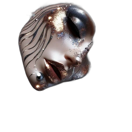 jewelry, crown, hair, face, photorealistic, 3d render, metallic, intricately transparent PNG cut-out