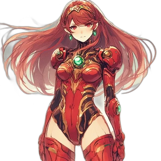robot, weapon, dress, concept art, anime, comic book art, fantasy art, red transparent PNG cut-out