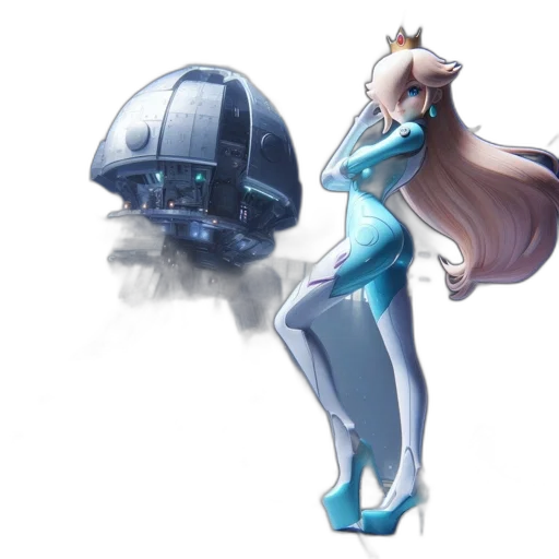 robot, dress, staff, weapon, concept art, anime, fantasy art, 3d render transparent PNG cut-out