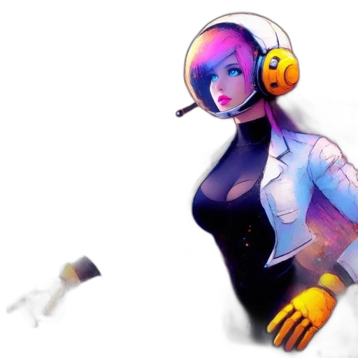 robot, jacket, staff, weapon, concept art, cyberpunk, pixel art, fantasy art transparent PNG cut-out