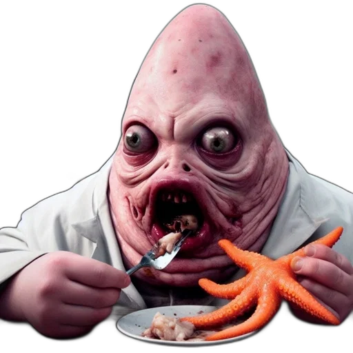 food, creature, animal, face, concept art, photorealistic, 3d render, unusual transparent PNG cut-out