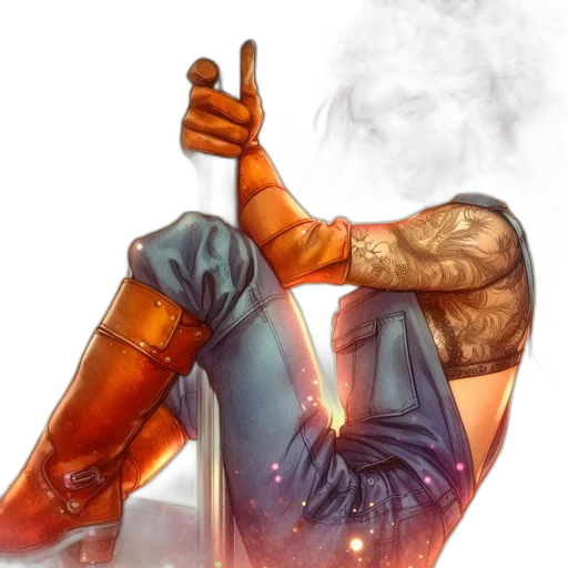 concept art, comic book art, fantasy art, cyberpunk, fire, digitally, illustrated, female transparent PNG cut-out