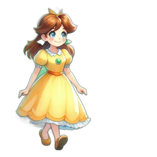 dress, staff, crown, concept art, pixel art, 3d render, anime, golden transparent PNG cut-out