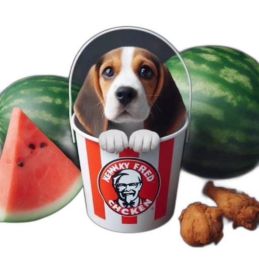 food, animal, hat, photorealistic, 3d render, beagle, puppy, peers transparent PNG cut-out