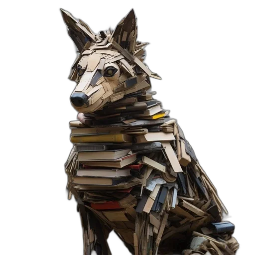 animal, jacket, staff, 3d render, concept art, wooden, cardboard, sculpture transparent PNG cut-out