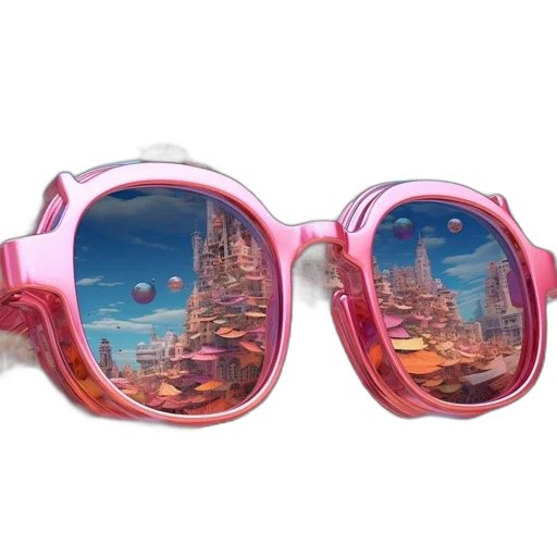 vaporwave, cyberpunk, 3d render, concept art, outer space, fantastical, cityscape, floating transparent PNG cut-out