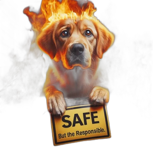 fire, golden, retriever, sits, calmly, amidst, burning, fireplace transparent PNG cut-out