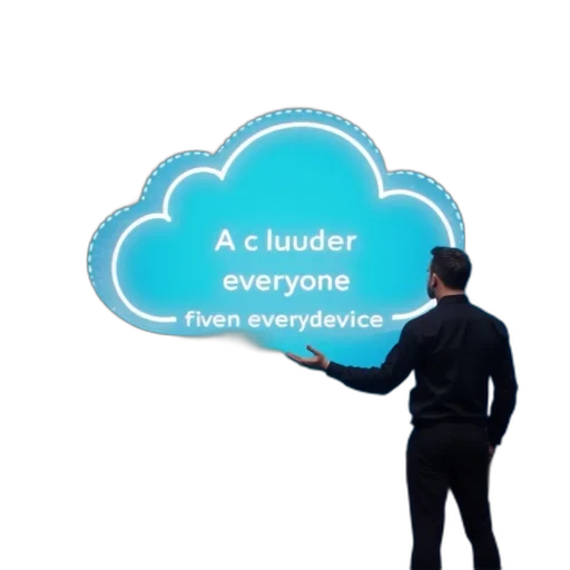umbrella, man, standing, front, large, screen, displaying, cloud transparent PNG cut-out