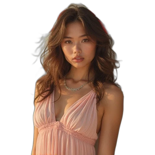 dress, face, jewelry, hair transparent PNG cut-out