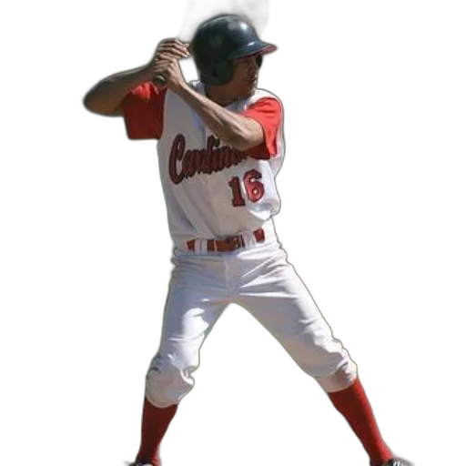 3d render, baseball, player, red, white, uniform, stands, ready transparent PNG cut-out