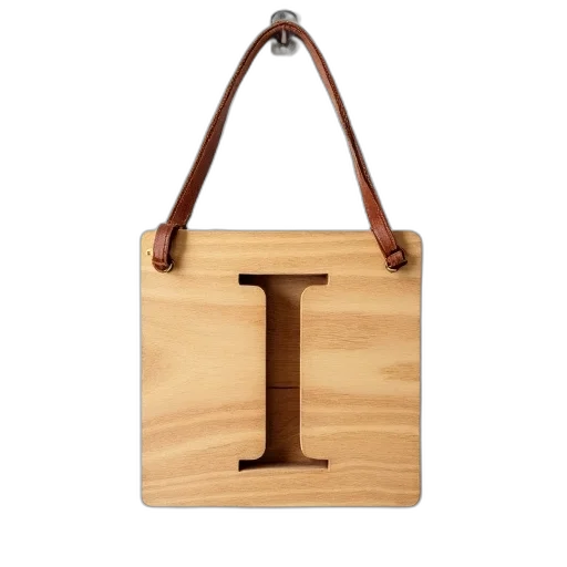 furniture, jewelry, 3d render, wooden, sign, single, letter, carved transparent PNG cut-out