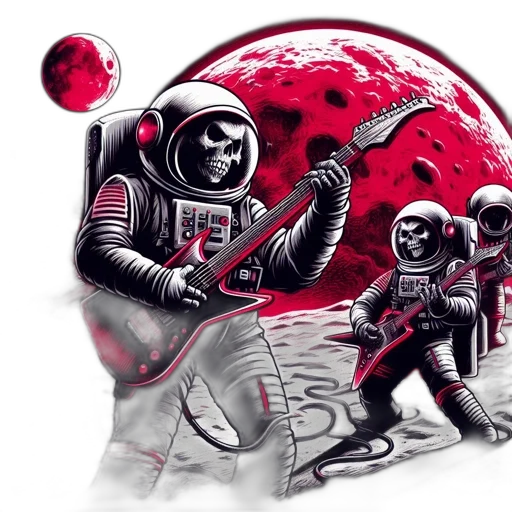 robot, concept art, comic book art, fantasy art, pixel art, outer space, red, monochrome transparent PNG cut-out