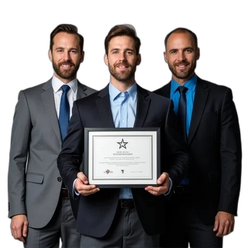 staff, group, men, posing, photo, one, man, center transparent PNG cut-out