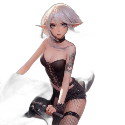 dress, staff, creature, robot, fantasy art, concept art, 3d render, anime transparent PNG cut-out