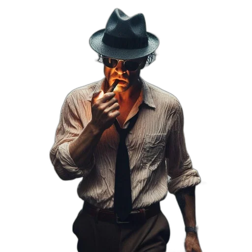 hat, mask, staff, jacket, concept art, photorealistic, comic book art, cartoon transparent PNG cut-out