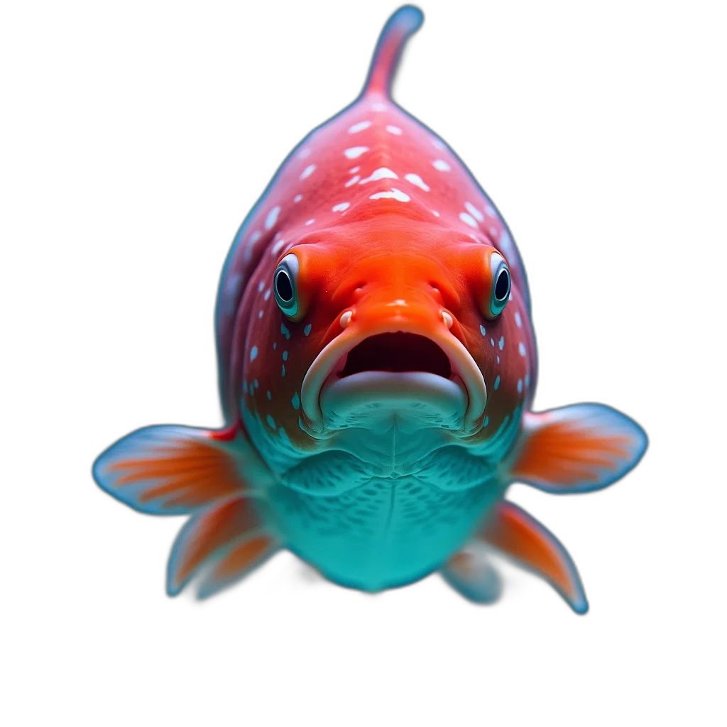 animal, creature, face, staff, photorealistic, 3d render, underwater, colorful transparent PNG cut-out