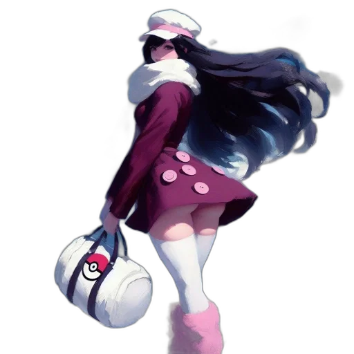 dress, staff, hat, concept art, pixel art, anime, fantasy art, pastel transparent PNG cut-out