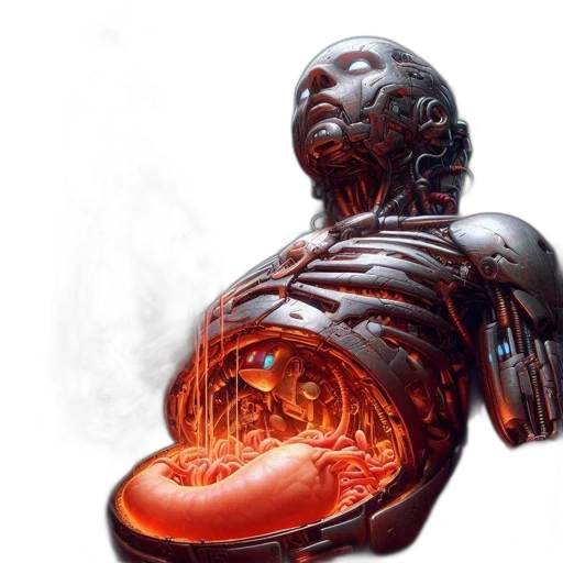 robot, creature, food, concept art, 3d render, photorealistic, outer space, detailed transparent PNG cut-out