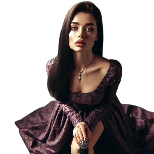dress, jewelry, hair, crown, photorealistic, oil painting, fantasy art, concept art transparent PNG cut-out