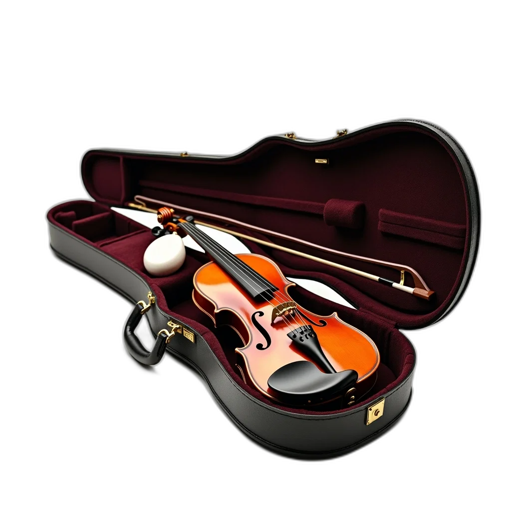 3d render, photorealistic, concept art, violin, bow, small, white, object transparent PNG cut-out