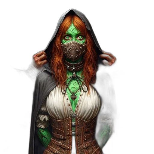 mask, staff, dress, face, fantasy art, concept art, comic book art, pixel art transparent PNG cut-out