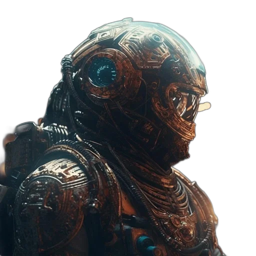 robot, face, mask, creature, concept art, 3d render, cyberpunk, photorealistic transparent PNG cut-out