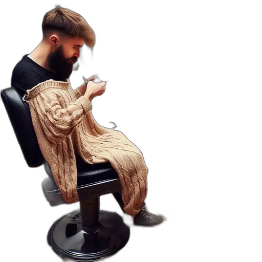 furniture, hair, jacket, staff, 3d render, cyberpunk, concept art, man transparent PNG cut-out