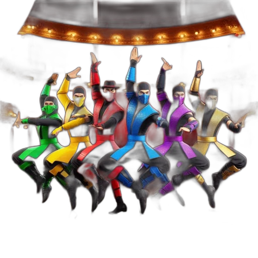 concept art, pixel art, 3d render, comic book art, colorful, neon, six, individuals transparent PNG cut-out