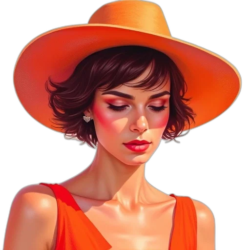 hat, face, dress, jewelry, oil painting, photorealistic, fantasy art, concept art transparent PNG cut-out