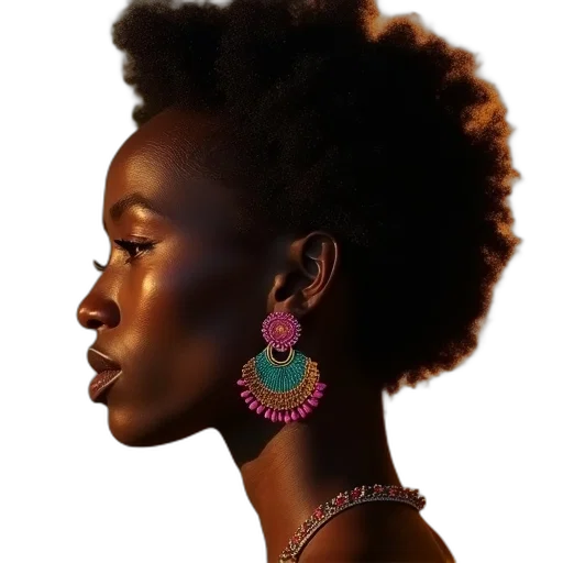 jewelry, crown, face, hair, photorealistic, concept art, 3d render, neon lights transparent PNG cut-out
