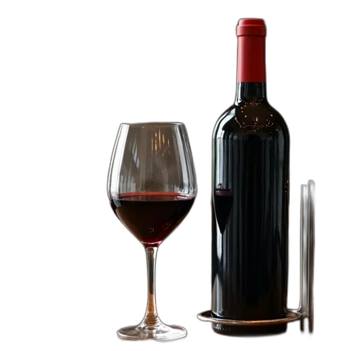 bottle, 3d render, photorealistic, red, wine, standing, upright, wooden transparent PNG cut-out