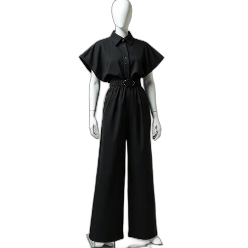 dress, monochrome, dark, mannequin, dressed, black, oversized, modern transparent PNG cut-out