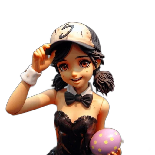 hat, staff, 3d render, concept art, cartoon, fantasy art, figurine, female transparent PNG cut-out