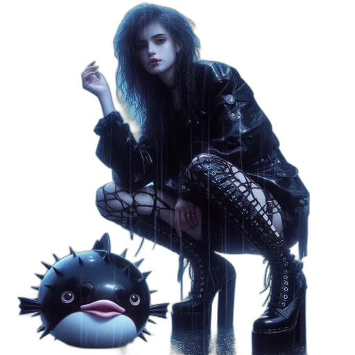 jacket, creature, concept art, cyberpunk, fantasy art, pixel art, neon lights, dark transparent PNG cut-out