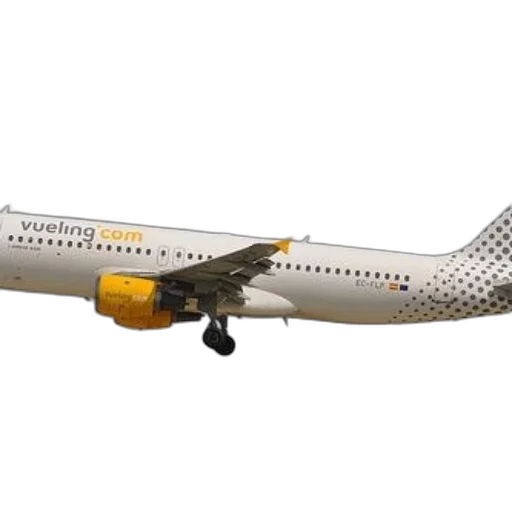 3d render, vueling, airplane, logo, com, fuselage, flying, against transparent PNG cut-out