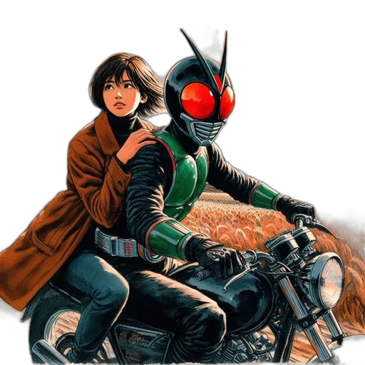 jacket, robot, comic book art, concept art, pixel art, cyberpunk, outer space, fire transparent PNG cut-out