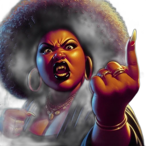 comic book art, concept art, photorealistic, fierce, digitally, rendered, character, afro transparent PNG cut-out